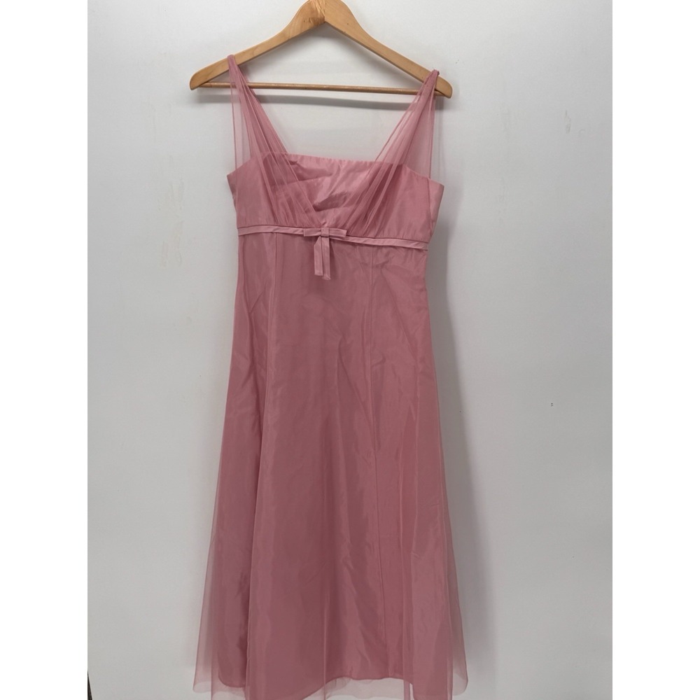 David's Bridal Pink Tulle Bow Bridesmaid Dress Women's Sz 6 Style 8856AA Barbie